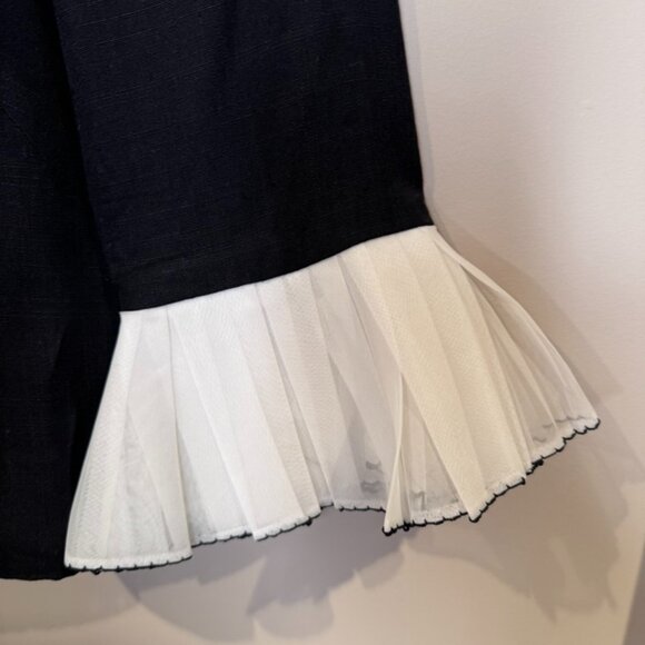 Vintage Pleated Sleeve Blouse Top | Black & White - Picture 5 of 7